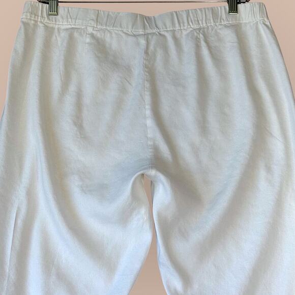 J.Jill Linen Stretch Cropped Lounge Pants Pullon Straight Leg Slit Hem XL White - Picture 7 of 14